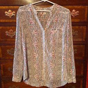 Kut from the Kloth sheer long sleeve floral top. Size large